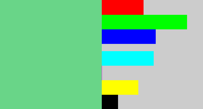 Hex color #69d588 - soft green