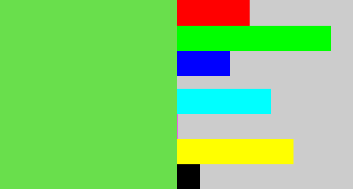 Hex color #69df4c - fresh green