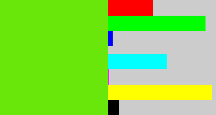 Hex color #69e60a - bright lime green