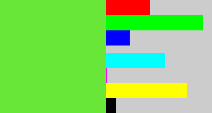 Hex color #69e738 - toxic green