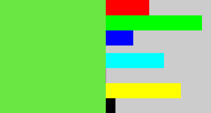 Hex color #69e743 - fresh green