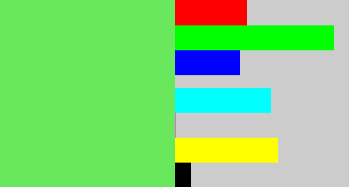 Hex color #69e85e - lightish green