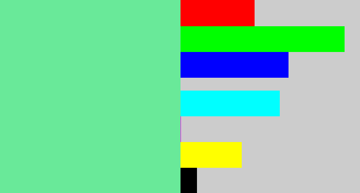 Hex color #69e999 - light bluish green