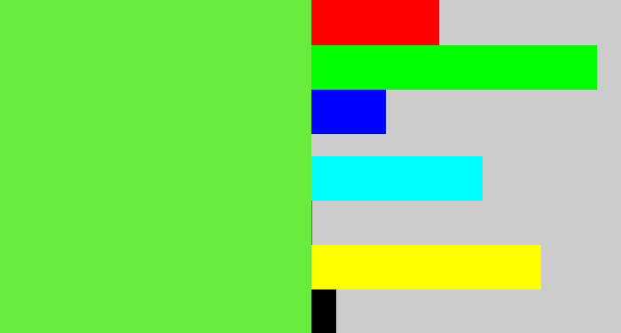 Hex color #69ea3c - toxic green