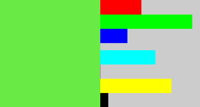 Hex color #69ea45 - fresh green