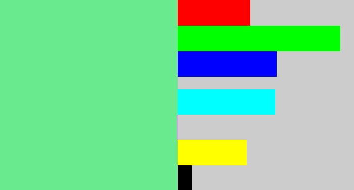 Hex color #69ea8f - lightgreen