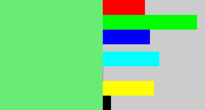 Hex color #69eb75 - lightgreen