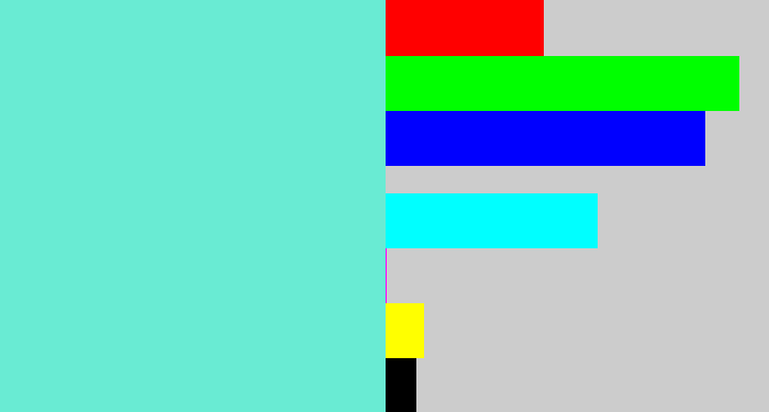 Hex color #69ebd3 - tiffany blue