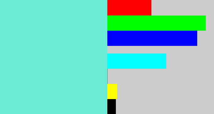 Hex color #69ebd5 - tiffany blue