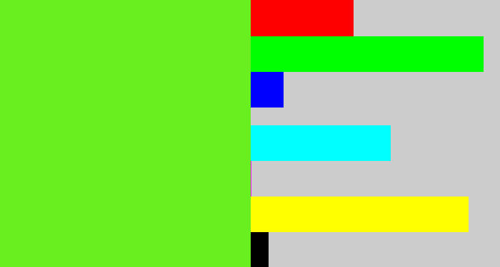 Hex color #69ee20 - toxic green