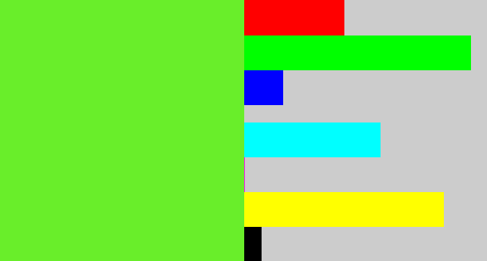 Hex color #69ee2a - toxic green