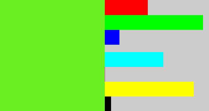 Hex color #69ef23 - toxic green