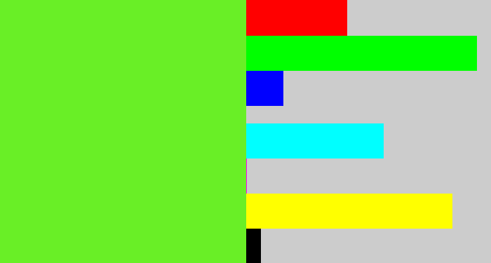 Hex color #69ef26 - toxic green