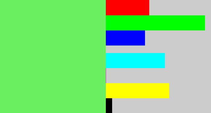 Hex color #69ef5f - lightish green