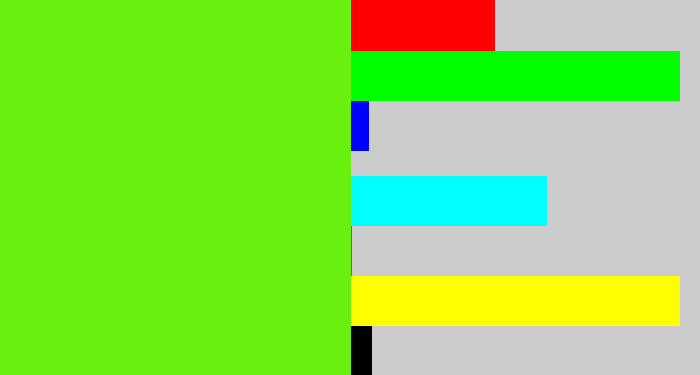 Hex color #69f00e - bright lime green