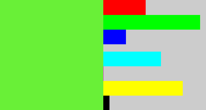 Hex color #69f037 - toxic green