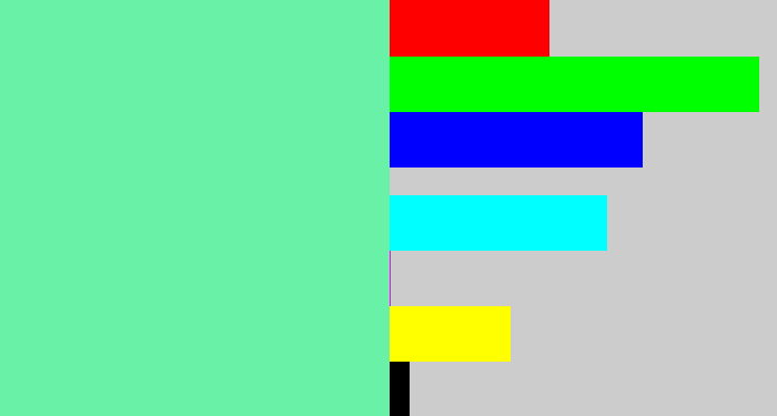 Hex color #69f1a7 - light greenish blue