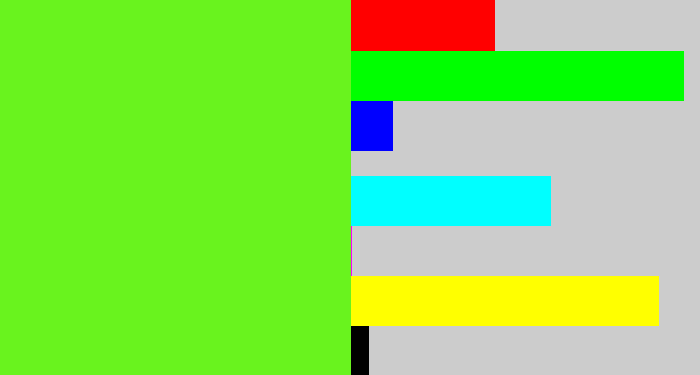 Hex color #69f31e - bright lime green