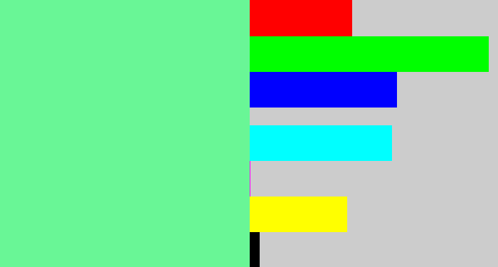 Hex color #69f696 - light green blue