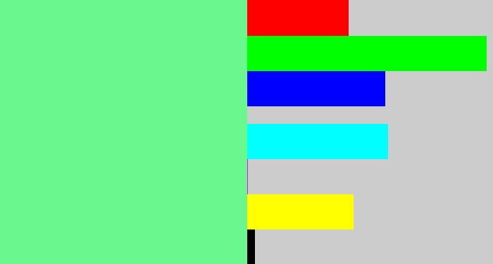 Hex color #69f78e - lightgreen