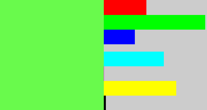 Hex color #69fa4c - lighter green