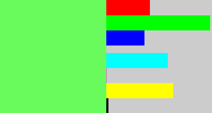 Hex color #69fb5c - lighter green
