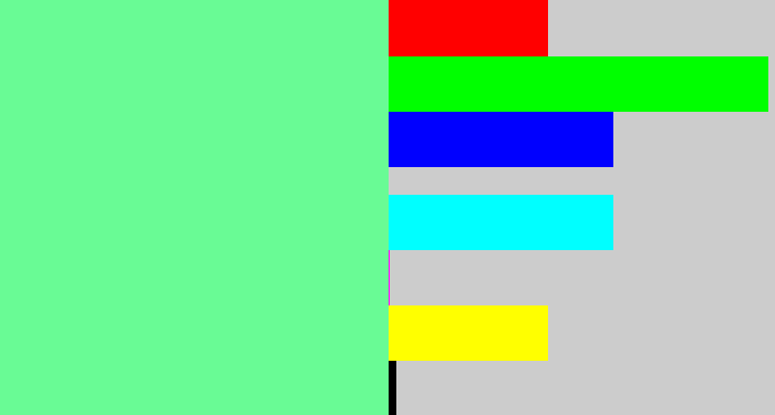 Hex color #69fb95 - light green blue