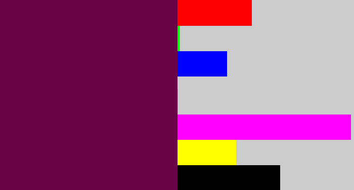Hex color #6a0247 - velvet