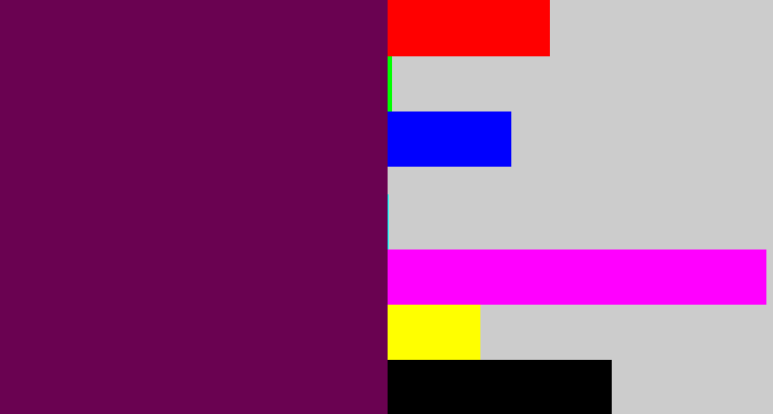 Hex color #6a0251 - rich purple
