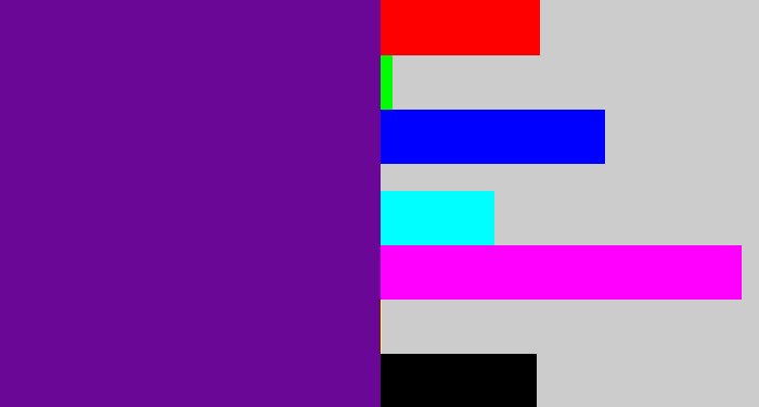Hex color #6a0797 - purple