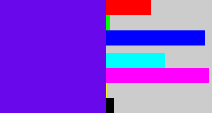 Hex color #6a08ec - blue violet