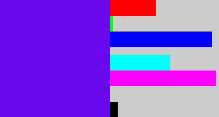 Hex color #6a08ee - blue violet