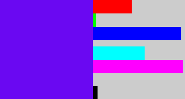 Hex color #6a08f2 - blue violet