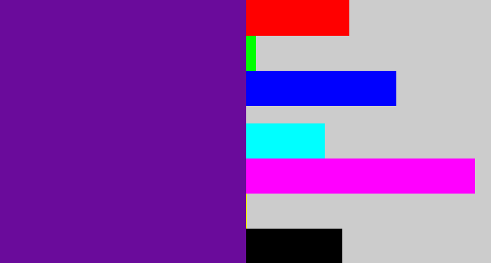 Hex color #6a0b9b - purple
