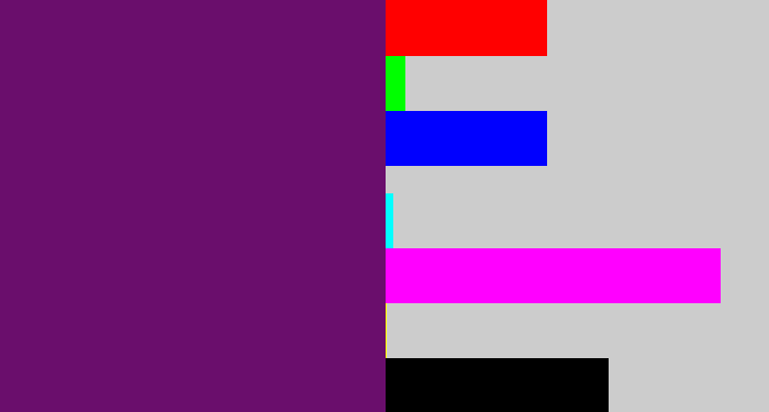 Hex color #6a0e6c - darkish purple