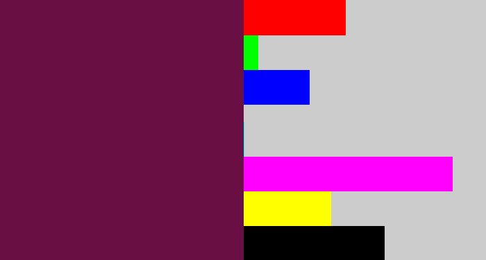 Hex color #6a0f44 - plum