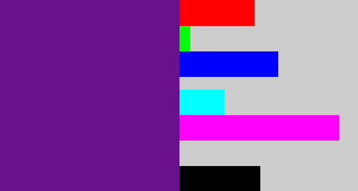 Hex color #6a108d - purple