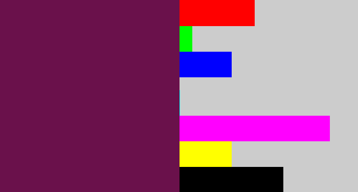 Hex color #6a114b - grape purple