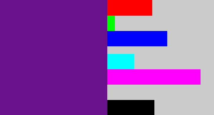 Hex color #6a128e - purple