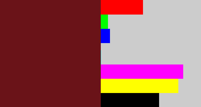 Hex color #6a1318 - claret