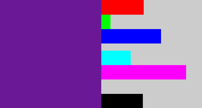 Hex color #6a1896 - purple