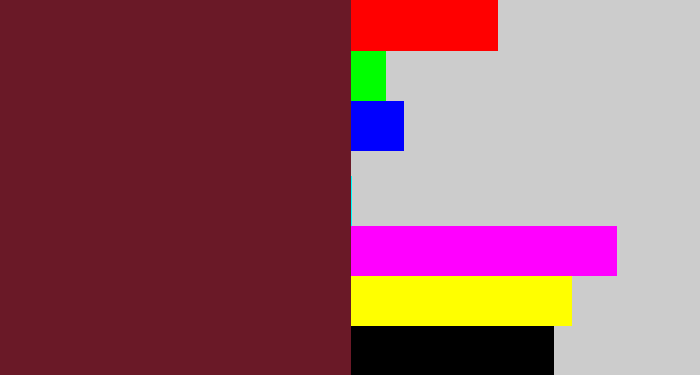 Hex color #6a1927 - maroon