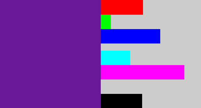 Hex color #6a1996 - purple