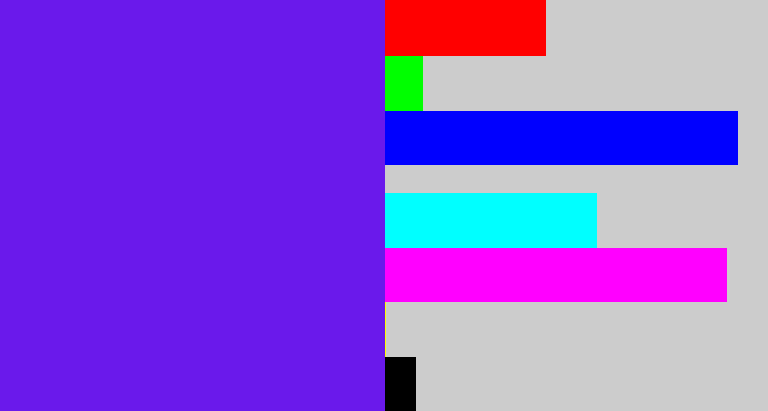 Hex color #6a19eb - purply blue