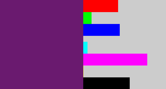 Hex color #6a1a6f - darkish purple