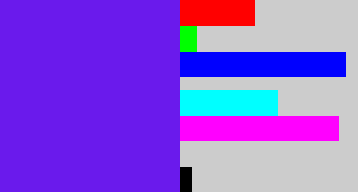 Hex color #6a1aec - purply blue