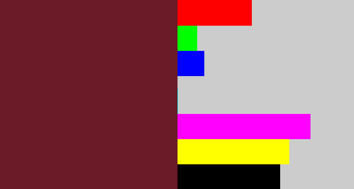 Hex color #6a1b27 - maroon