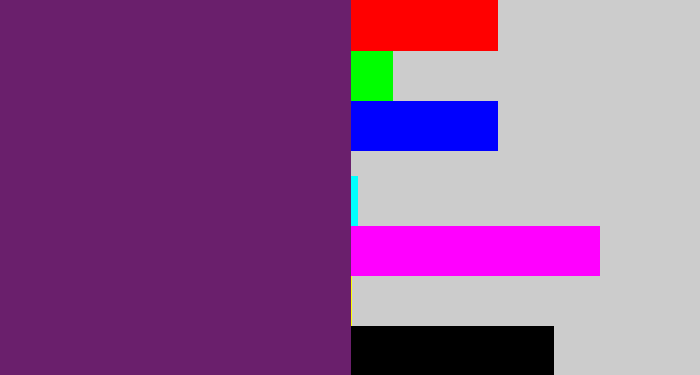 Hex color #6a1f6c - darkish purple