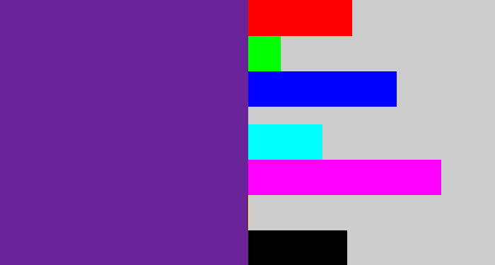 Hex color #6a2298 - purple