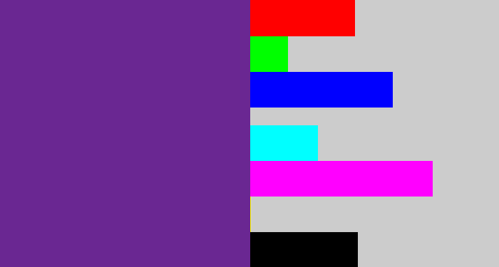 Hex color #6a2792 - purple